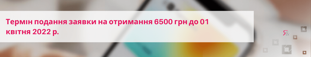 Термін подання заявки на отримання 6500 грн до 01 квітня 2022 р.